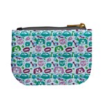 Teal Bright Pattern with Funny Cat and Dog Mini Coin Purse Back