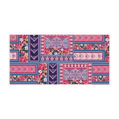 Aztec Floral Patchwork Indigo Pink Yoga Headband