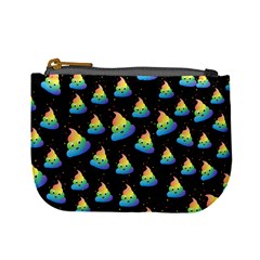 Cute Cartoon Black Rainbow Poop Print Mini Coin Purse