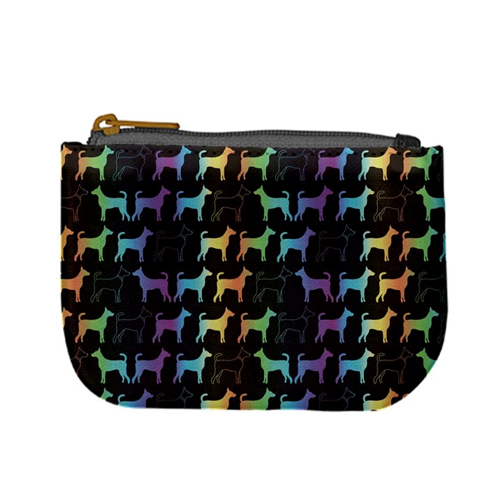 Colorful Spectrum Pattern of Dog on Black Mini Coin Purse