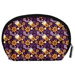 Purple Shine Floral Pattern Accessory Pouch  Back