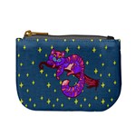 Stars Dark Steel Blue Cats Mini Coin Purse Front