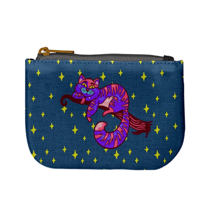 Stars Dark Steel Blue Cats Mini Coin Purse