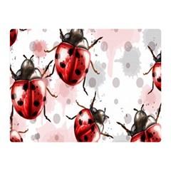 Ladybugs Pattern Texture Watercolor Two Sides Premium Plush Fleece Blanket (mini) by Bedest