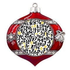 Letters Pattern Metal Snowflake And Bell Red Ornament by Bedest