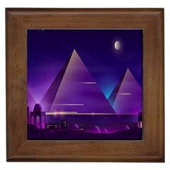 Egyptian Pyramids Night Landscape Cartoon Framed Tile by Bedest