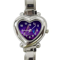 Egyptian Pyramids Night Landscape Cartoon Heart Italian Charm Watch by Bedest