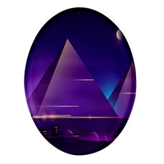 Egyptian Pyramids Night Landscape Cartoon Oval Glass Fridge Magnet (4 Pack) by Bedest