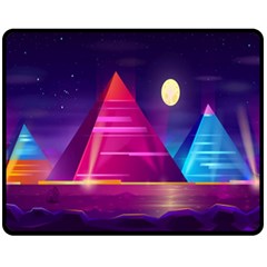 Egyptian Pyramids Night Landscape Cartoon Art Two Sides Fleece Blanket (medium)