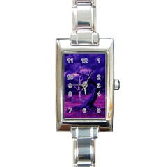 Forest Night Sky Clouds Mystical Rectangle Italian Charm Watch