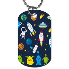 Big Set Cute Astronauts Space Planets Stars Aliens Rockets Ufo Constellations Satellite Moon Rover V Dog Tag (two Sides) by Bedest