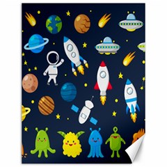 Big Set Cute Astronauts Space Planets Stars Aliens Rockets Ufo Constellations Satellite Moon Rover V Canvas 12  X 16  by Bedest