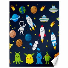 Big Set Cute Astronauts Space Planets Stars Aliens Rockets Ufo Constellations Satellite Moon Rover V Canvas 36  X 48  by Bedest