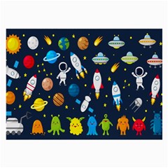 Big Set Cute Astronauts Space Planets Stars Aliens Rockets Ufo Constellations Satellite Moon Rover V Large Glasses Cloth (2 Sides) by Bedest