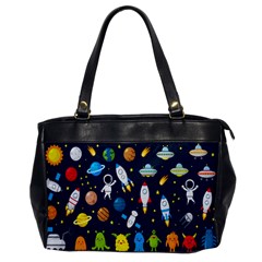 Big Set Cute Astronauts Space Planets Stars Aliens Rockets Ufo Constellations Satellite Moon Rover V Oversize Office Handbag by Bedest