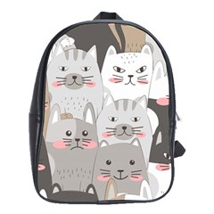 Cute Cats Seamless Pattern School Bag (xl) by Bedest