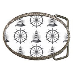 Marine Nautical Seamless Pattern With Vintage Lighthouse Wheel Belt Buckles by Bedest