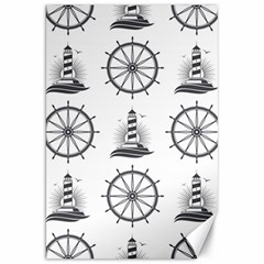 Marine Nautical Seamless Pattern With Vintage Lighthouse Wheel Canvas 20  X 30  by Bedest