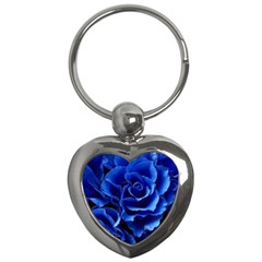 Blue Roses Flowers Plant Romance Blossom Bloom Nature Flora Petals Key Chain (heart) by Bedest