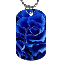 Blue Roses Flowers Plant Romance Blossom Bloom Nature Flora Petals Dog Tag (one Side)