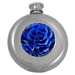 Blue Roses Flowers Plant Romance Blossom Bloom Nature Flora Petals Round Hip Flask (5 Oz) by Bedest