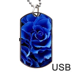 Blue Roses Flowers Plant Romance Blossom Bloom Nature Flora Petals Dog Tag Usb Flash (two Sides) by Bedest