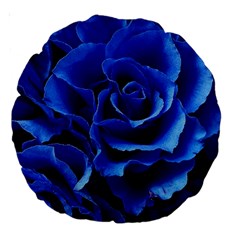 Blue Roses Flowers Plant Romance Blossom Bloom Nature Flora Petals Large 18  Premium Round Cushions by Bedest