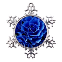 Blue Roses Flowers Plant Romance Blossom Bloom Nature Flora Petals Metal Large Snowflake Ornament by Bedest