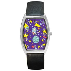 Card With Lovely Planets Barrel Style Metal Watch by Bedest