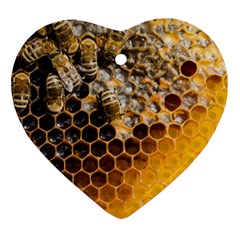 Honeycomb With Bees Ornament (heart) by Bedest