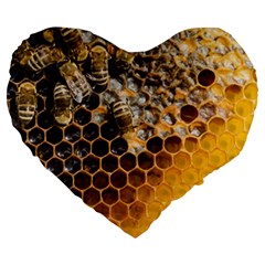 Honeycomb With Bees Large 19  Premium Heart Shape Cushions