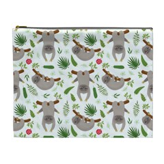 Seamless Pattern With Cute Sloths Cosmetic Bag (xl) by Bedest