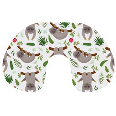Seamless Pattern With Cute Sloths Travel Neck Pillow by Bedest