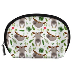 Seamless Pattern With Cute Sloths Accessory Pouch (large) by Bedest