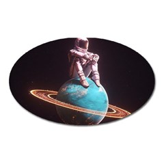 Stuck On Saturn Astronaut Planet Space Oval Magnet by Cendanart