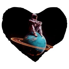 Stuck On Saturn Astronaut Planet Space Large 19  Premium Heart Shape Cushions