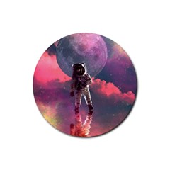 Aesthetic Astronautics Atmosphere Blue Clouds Cosmos Fantasy Galaxy Rubber Round Coaster (4 Pack) by Cendanart