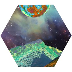 Psychedelic Universe Color Moon Planet Space Wooden Puzzle Hexagon