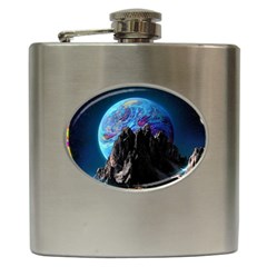 Aesthetic Psychedelic Drawings Art Acid Space Hip Flask (6 Oz) by Cendanart