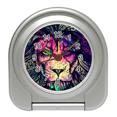 Psychedelic Lion Travel Alarm Clock by Cendanart