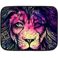 Psychedelic Lion Two Sides Fleece Blanket (mini) by Cendanart