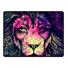 Psychedelic Lion Two Sides Fleece Blanket (small) by Cendanart