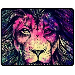 Psychedelic Lion Two Sides Fleece Blanket (medium) by Cendanart