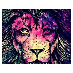 Psychedelic Lion Two Sides Premium Plush Fleece Blanket (medium) by Cendanart