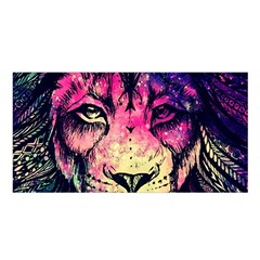 Psychedelic Lion Satin Shawl 45  X 80  by Cendanart