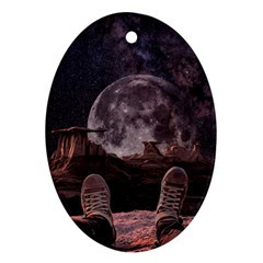 In The Cosmos Moon Sci-fi Space Sky Ornament (oval) by Cendanart