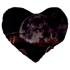 In The Cosmos Moon Sci-fi Space Sky Large 19  Premium Heart Shape Cushions