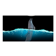 Dolphin Moon Water Satin Shawl 45  X 80  by Ndabl3x