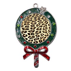 Leopard Print Metal X mas Lollipop With Crystal Ornament