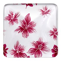 Hawaiian Flowers Square Glass Fridge Magnet (4 Pack)